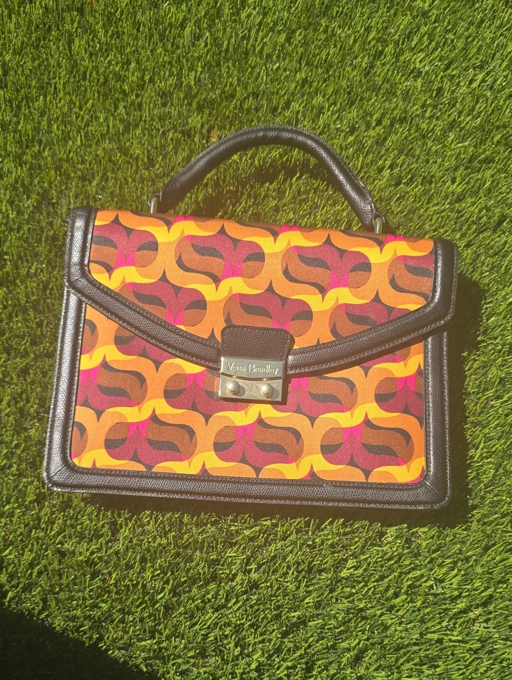 NWT's Vera Bradley Orange Pink Brown Geometric Top-Handle Satchel!